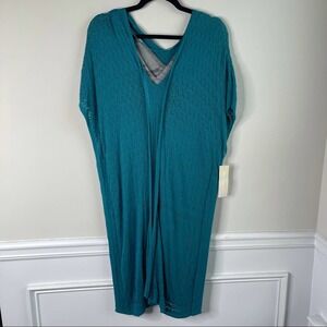 Mikael Aghal blue‎ gray open knit poncho dress